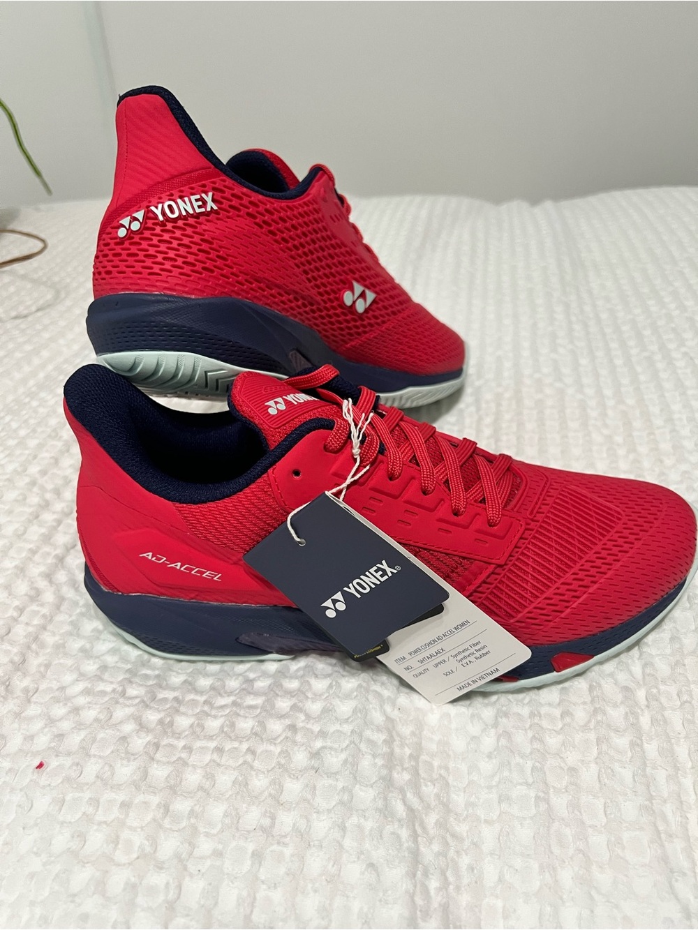 Onex Men’s Red Athletic AD-ACCEL Tennis Shoes with Navy Trim